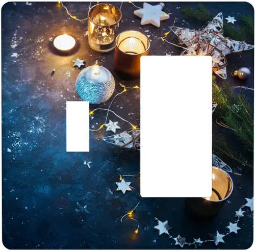 Miniatura 46 de Cubierta de interruptor de luz dúplex de 1 banda, cubierta decorativa de Navidad con copos de nieve rojos, placa frontal decorativa para cocina