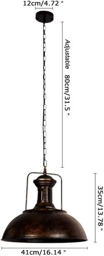 Miniatura 3 de Lámpara colgante de cúpula industrial, iluminación de techo colgante de granero para isla de cocina, comedor, metal de bronce rústico