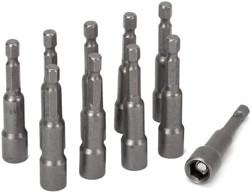 Mesee Juego de 10 destornilladores de tuercas eléctricas, vástago hexagonal de 1/4 de pulgada, extensión magnética, soporte de broca, adaptador de