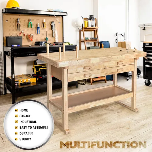 Miniatura 3 de Olympia Tools Banco de trabajo de madera de 48 pulgadas - Capacidad de peso de 330 libras Banco de trabajo de madera para garaje, taller y hogar