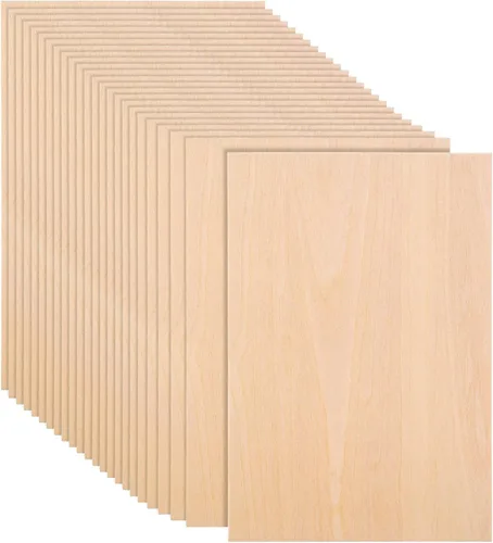 Paquete de 25 hojas de tilo de 8 x 12 pulgadas, hojas finas de madera contrachapada artesanal de 1/16, tableros de madera finos y sin terminar para