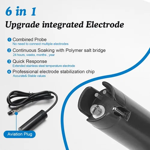 Miniatura 5 de Monitor de pH hidropónico ppm, WiFi 6 en 1 medidor de pH EC para sistema de cultivo hidropónico, monitoreo continuo pH PPM EC CF humedad temperatura
