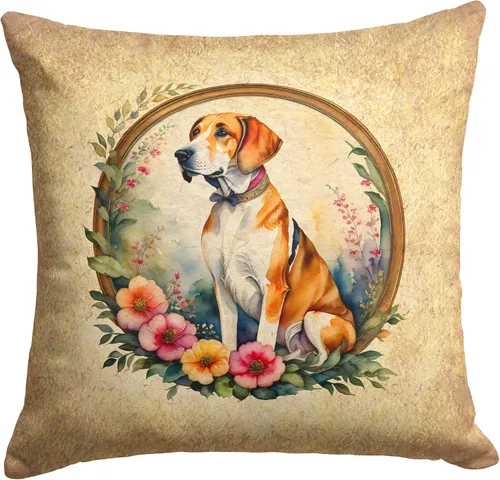 Miniatura 224 de Caroline's Treasures DAC2072PW1414 Affenpinscher and Flowers - Almohada decorativa de tela, lavable a máquina, para interiores y exteriores