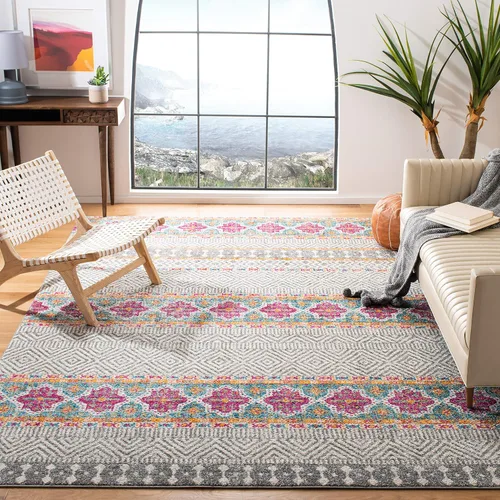 Miniatura 14 de SAFAVIEH Madison Collection - Alfombra decorativa de 2 pies 3 pulgadas x 4 pies, color carbón y gris, diseño bohemio chic, no desprende pelusa