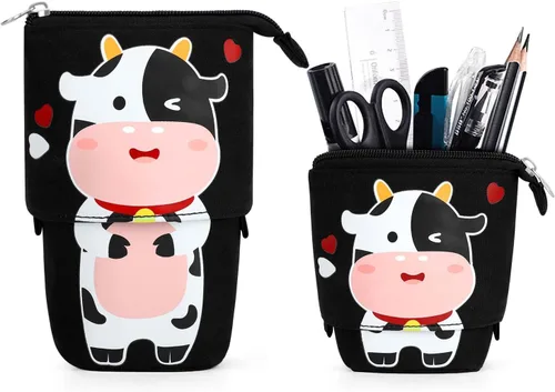 Lindo estuche de pie de lápices para niños, estuche de lápices desplegable, bolsa de maquillaje, regalo de Navidad, estuche de lápices de lona para