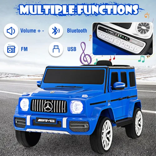 Miniatura 5 de OLAKIDS Vehículo eléctrico conducible para niños de 12V, vehículo con licencia Mercedes Benz G63 con control remoto, puertas dobles abiertas, Azul