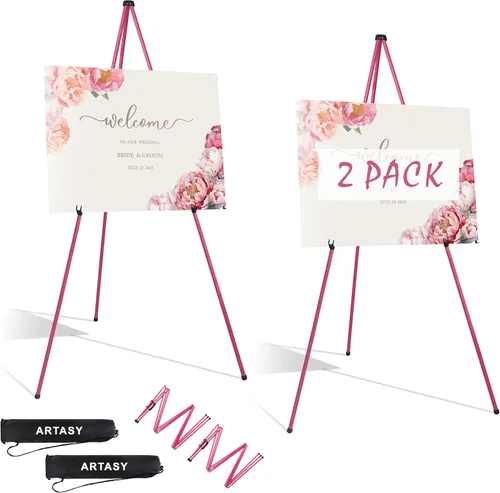 Miniatura 8 de ARTASY Soporte de caballete de 63 pulgadas para letreros de boda, carteles, caballete de artista portátil para pintar lienzo, trípode para el hogar