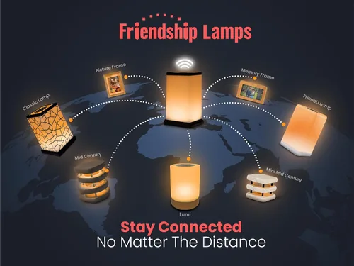 Miniatura 9 de Friendship Lamp® Marco de Fotos de Madera de Pino Nudoso Hecho a Mano en Estados Unidos - Lámpara Táctil Wi-Fi con Luz LED para Larga Distancia