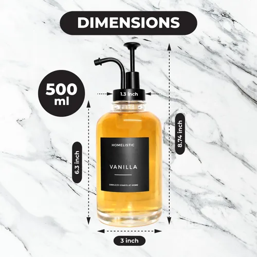 Miniatura 3 de Homelistic Dispensador de jarabe para barras de café, juego de 2 botellas de jarabe de vidrio con bombas negras, 16.9 onzas, 16.9 fl oz, accesorios