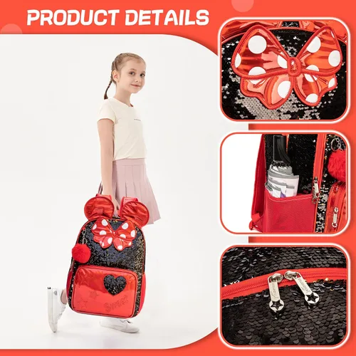 Miniatura 41 de Mochila para niñas de 16 pulgadas, mochilas para niñas para la escuela, mochila de lentejuelas con lonchera para estudiantes de primaria