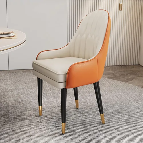 Miniatura 20 de Sillas de comedor modernas, sillas de comedor tapizadas de piel sintética de mediados de siglo, sillas auxiliares de ocio con patas de metal para 15