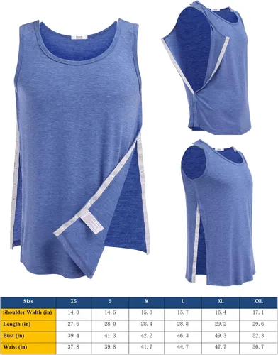 Miniatura 5 de Deyeek Camisetas sin mangas unisex con acceso completo a presión para hombres y mujeres, camisetas de recuperación de hombro para después