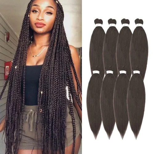 Miniatura 40 de Cabello trenzado preestirado negro natural, cabello largo trenzado de 32 pulgadas, 8 paquetes de extensiones de cabello trenzado profesional