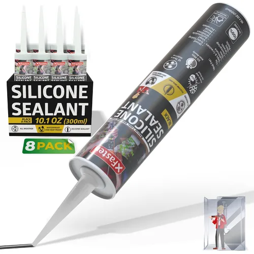 Miniatura 19 de XFasten Cartucho de sellador de silicona negro impermeable, 10.1 onzas (paquete de 4) cartucho de sellador adhesivo de silicona negro para caravana