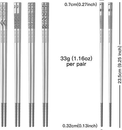 Miniatura 7 de Palillos de metal reutilizables de acero inoxidable 18/8, paquete múltiple, aptos para lavavajillas, bonitos palillos grabados con láser, Plateado