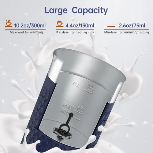 Miniatura 9 de SIMPLETASTE Espumador de leche, vaporizador de leche eléctrico 4 en 1, máquina automática de espuma caliente y fría y calentador de leche para café