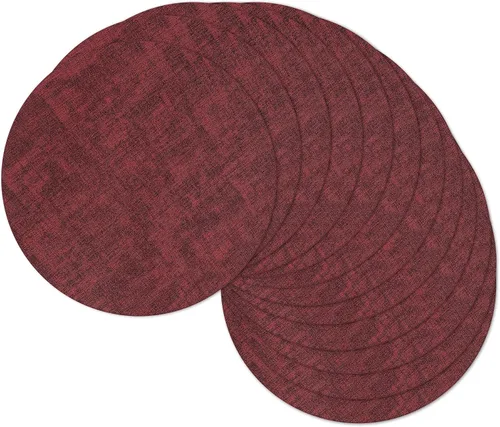 Miniatura 18 de Juego de 4 manteles individuales redondos de 13 pulgadas, reversibles de piel sintética resistente al calor, manteles individuales protectores