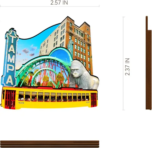 Miniatura 3 de Imán de madera de Tampa de Estados Unidos, imanes 3D para nevera, recuerdos coleccionables de viaje, decoraciones hechas a mano, 2