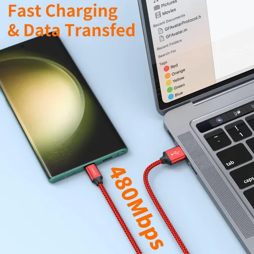 Miniatura 6 de JXMOX Cable USB C, USB A a tipo C 3A de carga rápida (paquete de 2 unidades de 10 pies), cable de carga largo compatible con iPhone 15 16 Pro Max