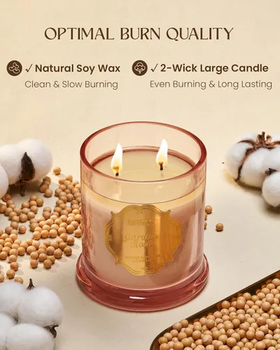 Miniatura 4 de M&SENSE Velas de rosas aromáticas para el hogar, velas de soja orgánicas, no tóxicas, sin hollín, vela en tarro grande de 12.7 onzas, 75 horas