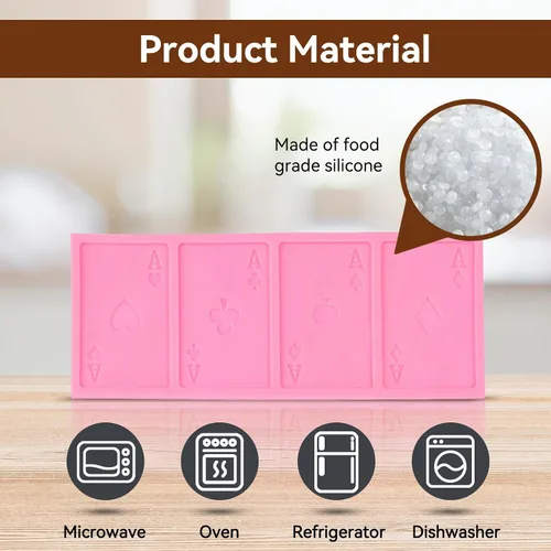 Miniatura 5 de Moldes de silicona para tarjetas de póquer, molde de silicona para hornear, moldes de silicona para alimentos, utensilios para hornear para pastel