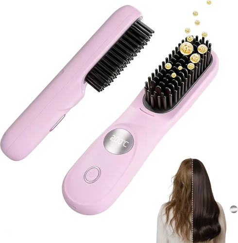 Go Brush Pro para cabello corto, cepillo alisador de cabello mejorado 2026, cepillos alisadores inalámbricos portátiles para viajes, calentamiento