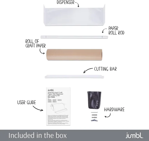 Miniatura 5 de Jumbl Dispensador de papel kraft montado en la pared de 8 pulgadas Rollo de papel colgante con cortador para cocina, sala de bricolaje, oficina