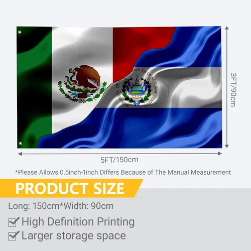 Miniatura 2 de Bandera guatemalteca de Guatemala y El Salvador de 3 x 5 pies de doble cara impresa para interiores y exteriores, bandera decorativa de tela