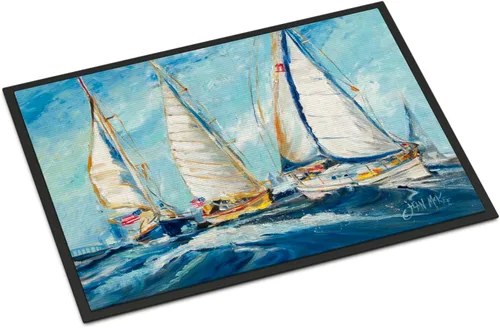 Miniatura 236 de Caroline's Treasures JMK1017JMAT - Tapete de caza de rana garza azul, 24 x 36 pulgadas, tapete para puerta delantera, interior y exterior