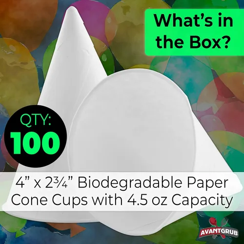Miniatura 2 de Copas de papel blanco ecológicas sin cera de 4.5 onzas, 100 unidades. Taza dispensadora pequeña para hielo afeitado, enfriador de agua de oficina