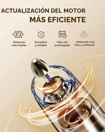Miniatura 5 de Sangcon Gravity - Juego de molinillo eléctrico de sal y pimienta con agitador automático, molinillo con luz LED, FUNCIONA CON BATERÍAS, grosor