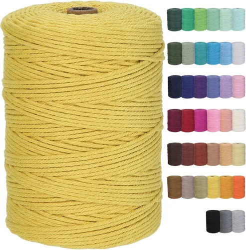 Miniatura 29 de Cuerda de macramé de algodón de 3 mm x 109 yardas, suministros de macramé de color natural, cuerda de algodón suave para colgar plantas, colgante