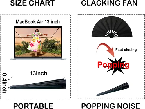 Miniatura 5 de Ventilador grande de 13 pulgadas para baile de línea, abanicos de mano para mujer, plegables, botas en el suelo, portátil para exteriores, boda