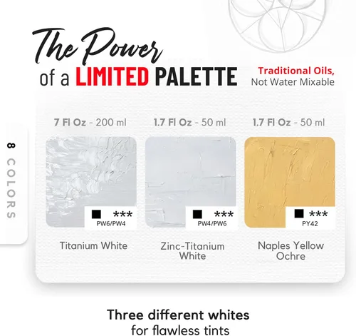 Miniatura 2 de Caja de Blancos de ZenART para tonos impecables - 200 ml de blanco de titanio, 50 ml de blanco de zinc y titanio y ocre amarillo de Nápoles - Caja