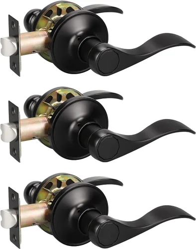 Miniatura 16 de KNOBWELL Paquete de 8 pomos de puerta color negro mate para interiores para dormitorio/baño, manijas de puerta de privacidad con cerradura de giro