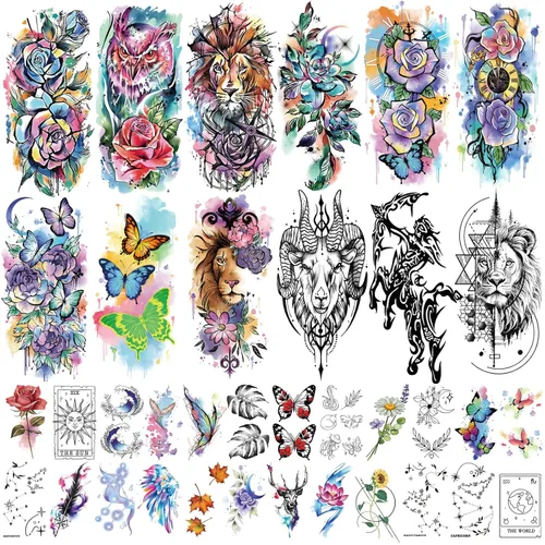 Miniatura 12 de Más de 252 piezas de tatuajes temporales de princesa unicornio brillante para niños, 36 hojas de tatuajes falsos de castillo arcoíris, dulces