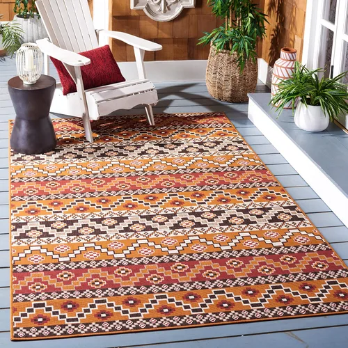 Miniatura 37 de SAFAVIEH Alfombra lavable para exteriores, colección Veranda – Alfombra de pasillo de 2.3 x 6 pies, color azul y crema, no desprende pelusa y fácil