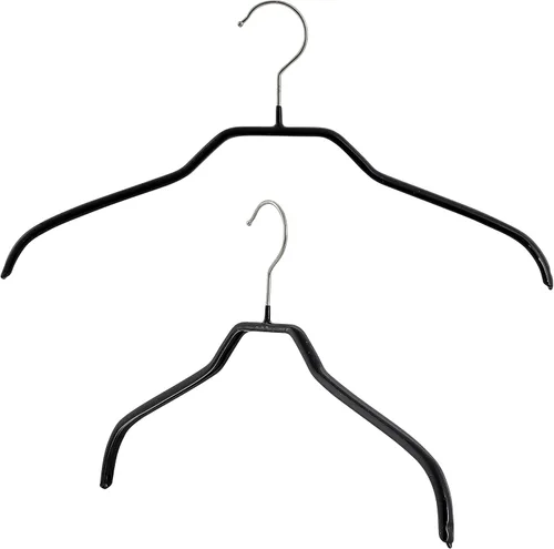 Mawa by Reston Lloyd - Percha de acero antideslizante, ahorro de espacio para camisas, abrigos, vestidos, estilo 41/F, negro, paquete de 2