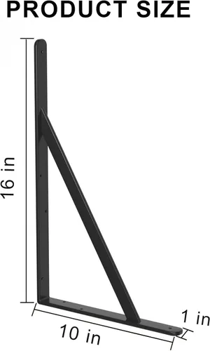 Miniatura 2 de Paquete de 32 soportes de estante resistentes negros de 16 pulgadas de largo x 10 pulgadas de alto con tornillos, soportes de estante de metal