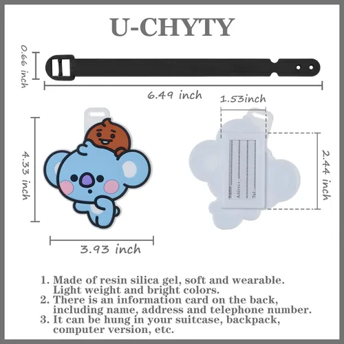 Miniatura 2 de Kpop - Etiqueta de equipaje del ejército TATA Cooky MANG CHIMMY SHOOKY RJ KOYA con correa de cinturón de silicona, regalo 7