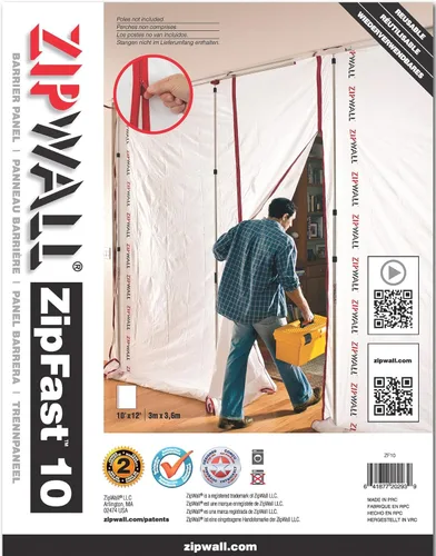 Miniatura 8 de ZipWall ZFMP ZipFast Paneles de barrera reutilizables para barreras contra el polvo, paquete múltiple