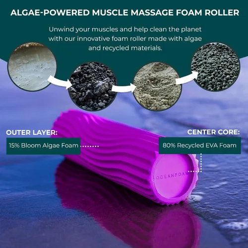 Miniatura 7 de Oceanfoam Rodillo de espuma de viaje Ripple (11 x 3.35 pulgadas) Mini rodillo de espuma firme para terapia física, masaje de tejido profundo, dolor