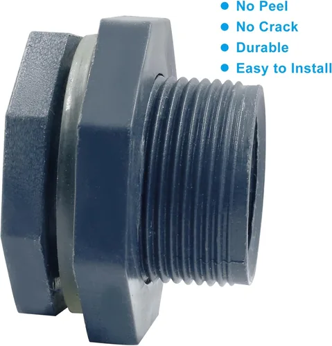 Miniatura 4 de 1" PVC Bulkhead Fitting con enchufes NPT1 rosca hembra conector tanque de agua para barriles de lluvia, acuarios y estanques