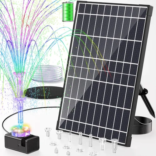 Miniatura 12 de POPOSOAP Bomba de Fuente Solar con Kit de Filtro de Estanque con Batería de Respaldo Integrada de 3000mAh, Bomba de Fuente de Agua Solar de 8W