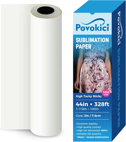 44 pulgadas de alto pegajoso papel de sublimación pegajoso 44 "x 328´ 100gsm sublimación rollo de papel de transferencia para ropa de poliéster