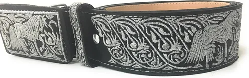 Miniatura 2 de CINTO CHARRO BORDADO. CINTURON VAQUERO PLATEADO, Negro
