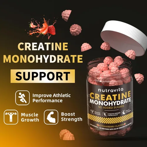 Miniatura 6 de Nutravita Certificado NSF Creatina Gomita - Gomitas de Monohidrato de Creatina para Hombres y Mujeres - 5g de Monohidrato de Creatina por Porción