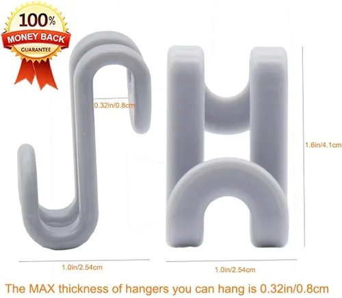Miniatura 2 de 60 ganchos de conector para colgar ropa, mini ganchos en cascada para perchas de terciopelo abrazables, perchas de madera, resistentes ahorro de Gris