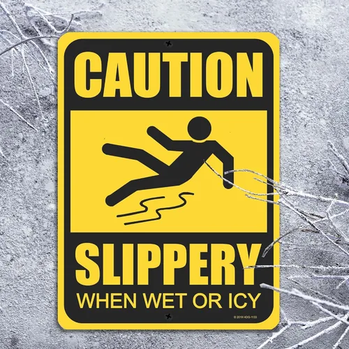 Miniatura 4 de Honey Dew Gifts Letrero de advertencia y seguridad, con texto en inglés «Watch Your Step», «Caution Slippery When Wet or Ice» de 9 x 12 pulgadas