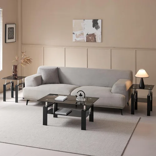 Miniatura 5 de Mesa de centro rectangular de vidrio para sala de estar, con mesa de vidrio templado y capa de MDF, para sala de estar y oficina